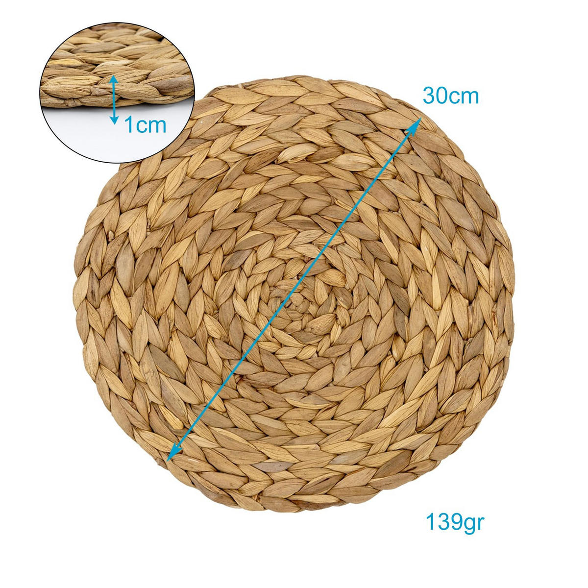 PLATZSET Untersetzer 30 cm - Naturfarben, Naturmaterialien (30/30/7cm) - Intirilife