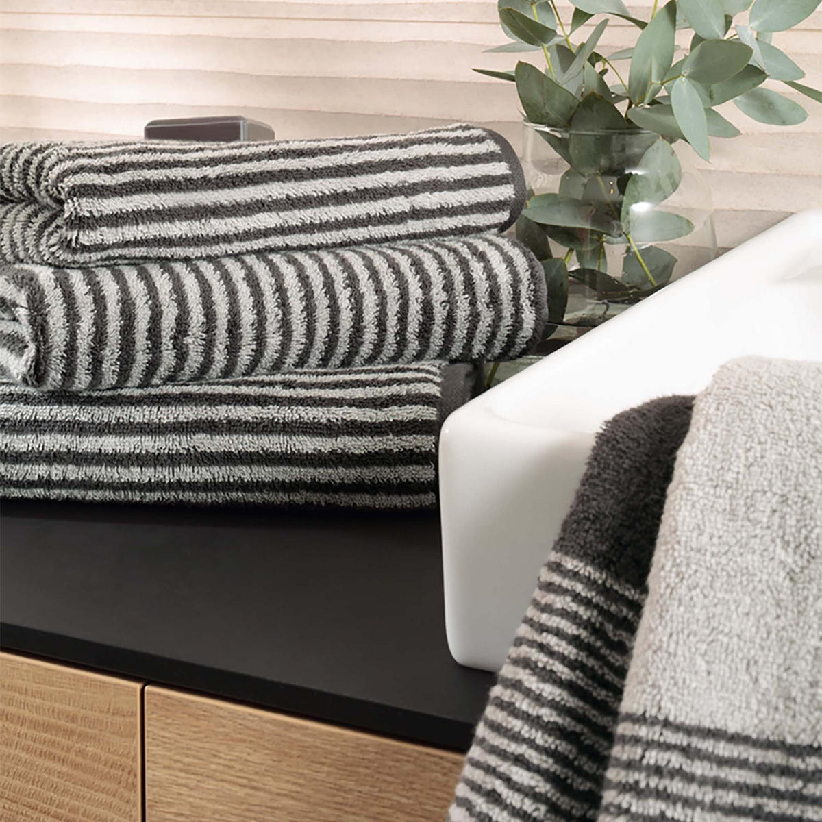 HANDTUCH Frottee in Grau 50 x 100 cm - Anthrazit, Naturmaterialien (100/50cm) - Cawoe