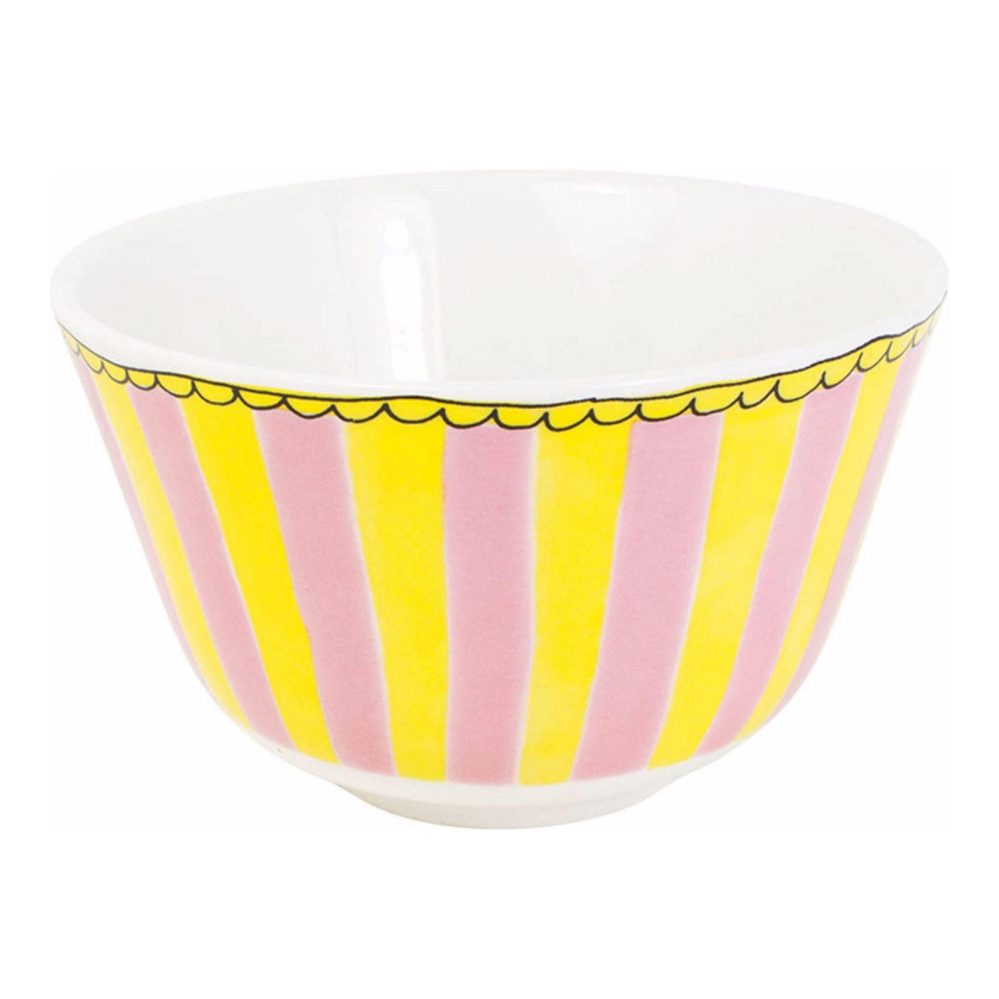 SCHALE Streifen GR in Rosa - 14cm - Pink, Keramik (14.3/9/14.3cm) - Blond Amsterdam