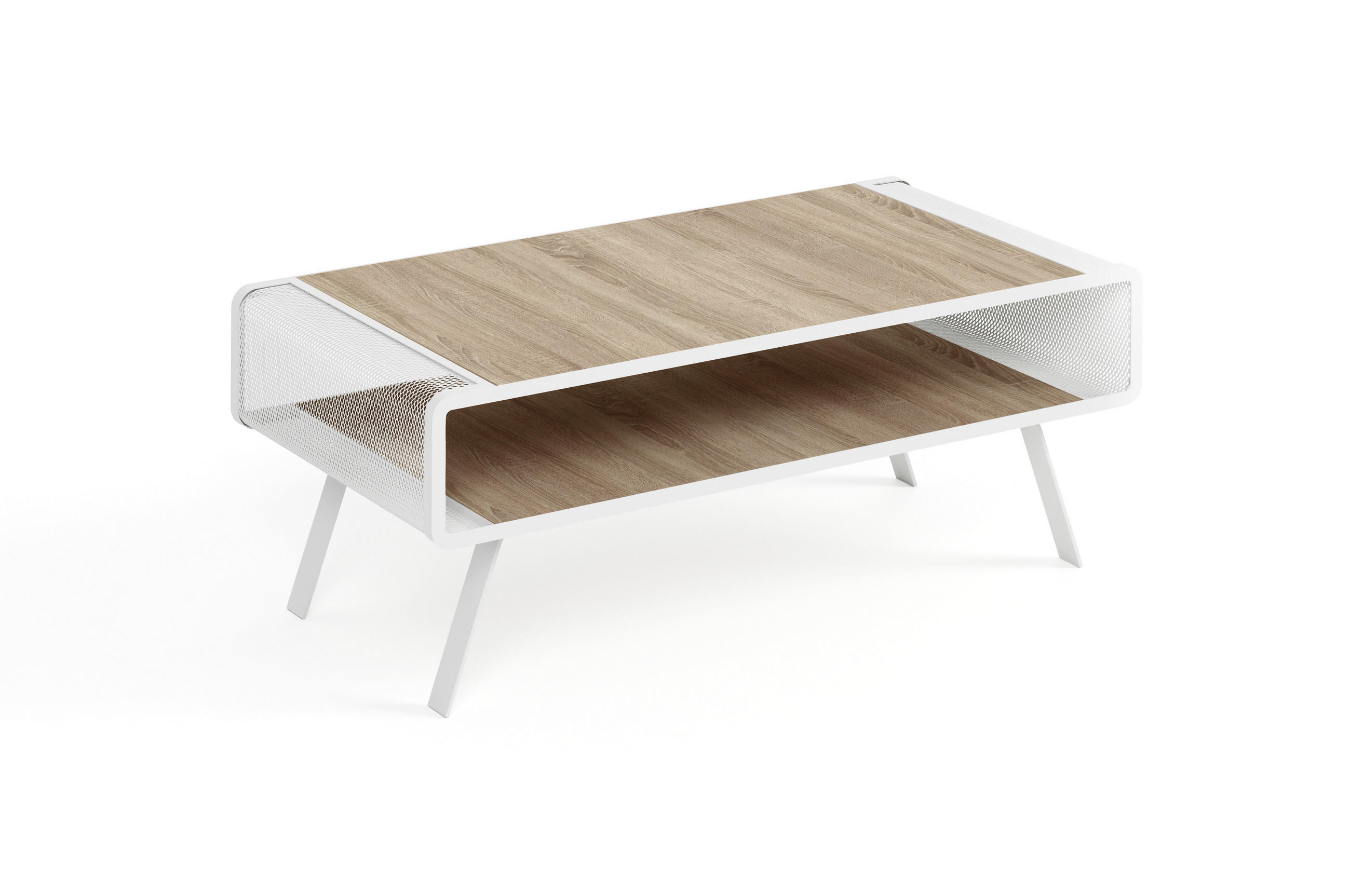 COUCHTISCH TORPE - Weiß/Sonoma Eiche, Holzwerkstoff (60/121/45cm) - Meblini
