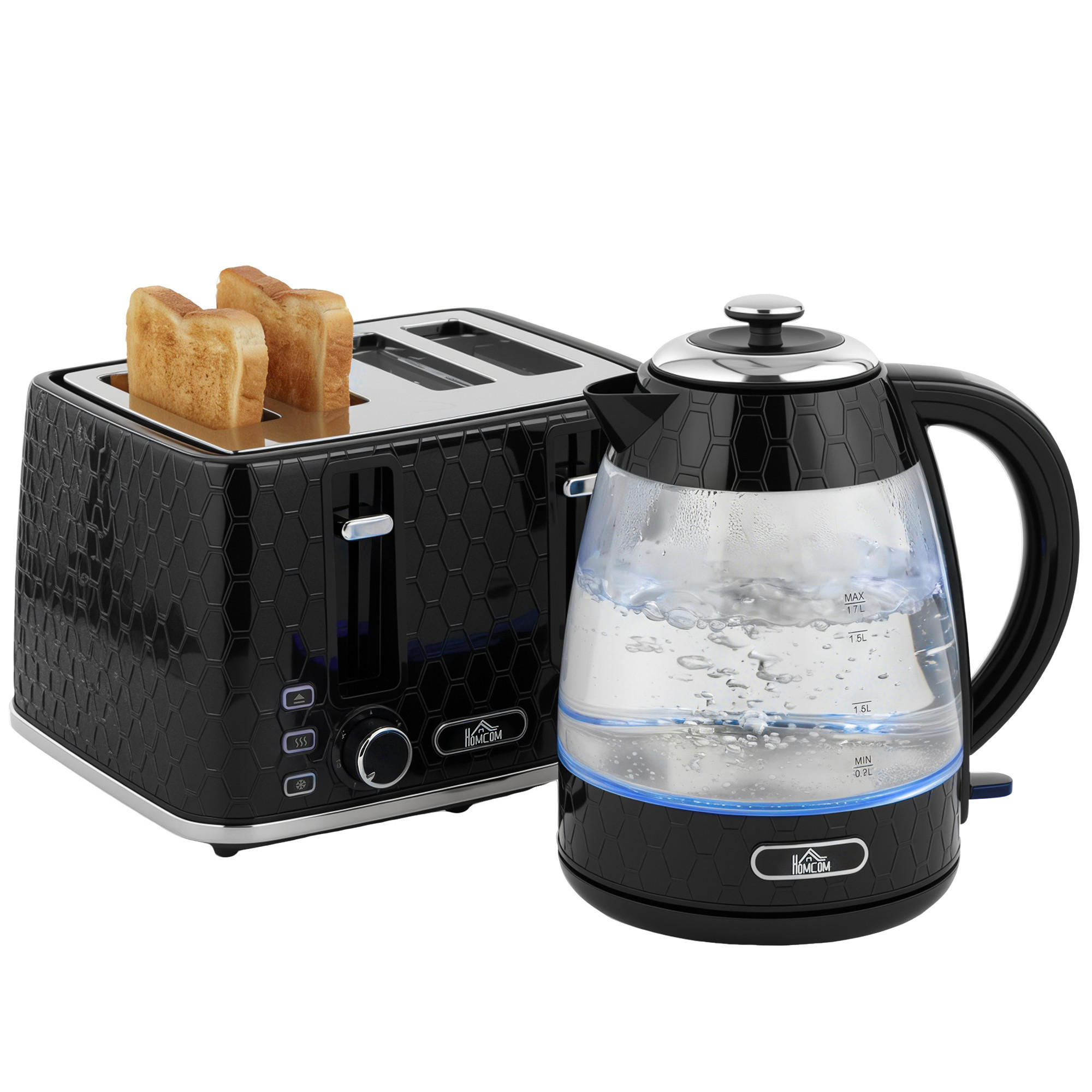 TOASTER mit Wasserkocher DE-07941 Schwarz - Schwarz, Kunststoff (16.9/23.8/22.2cm) - ComfortXL