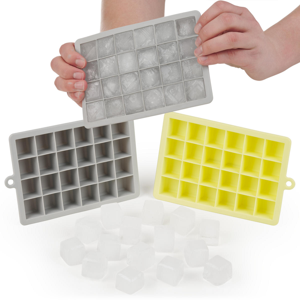 EISWÜRFELFORM Silikon, BPA-Frei, 2x24, Gelb - Gelb, Kunststoff (16.5/2.6/11cm) - Blumtal