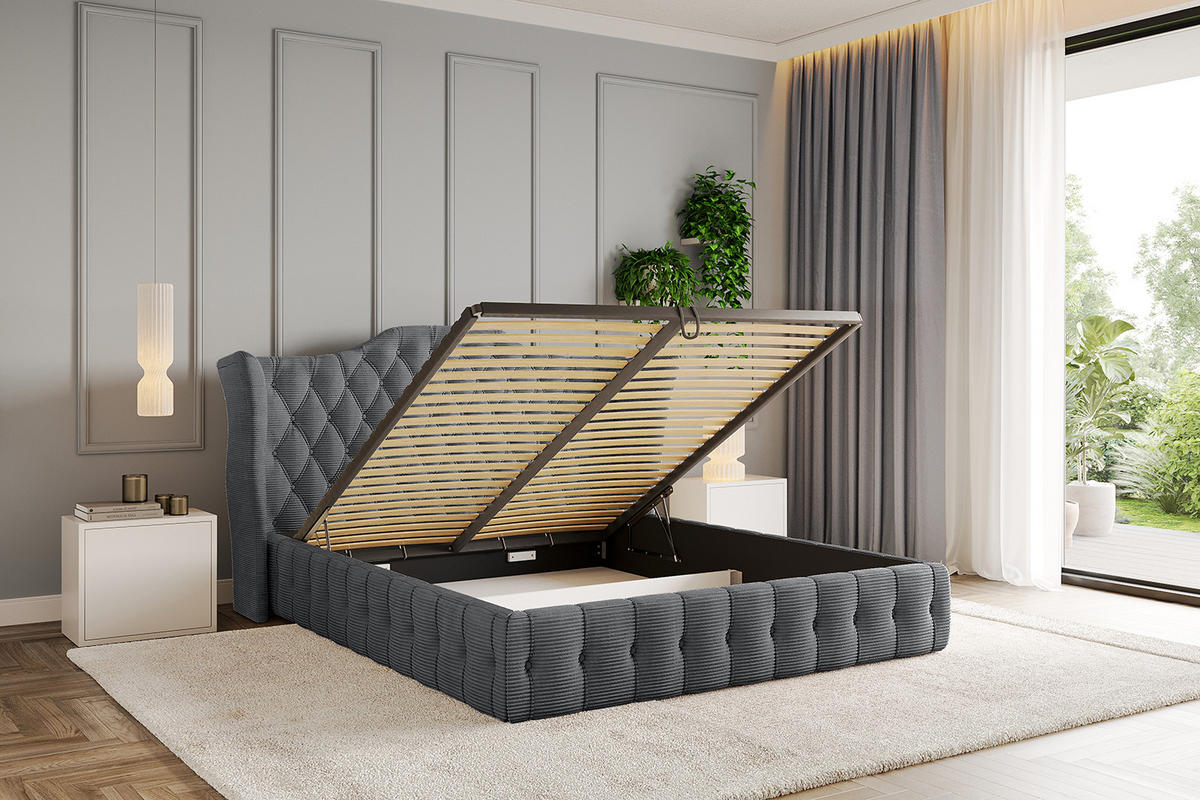 POLSTERBETT mit Bettkasten und Lattenrost, Bett mit Matratze H3/H4 - MODY 120x200 Dunkelgrau - Anthrazit, Holzwerkstoff/Textil (120/200cm) - ALTDECOR