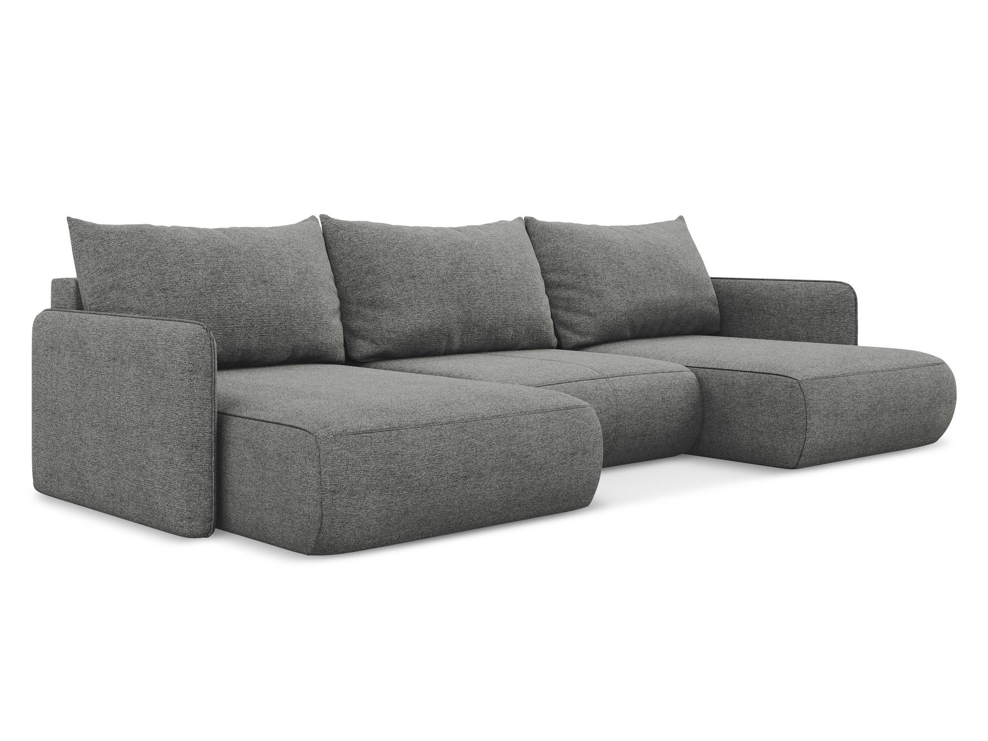 WOHNLANDSCHAFT Chenille Stoff Grau - Schieferfarben/Schwarz, Kunststoff/Textil (290/86/148cm) - Makamii
