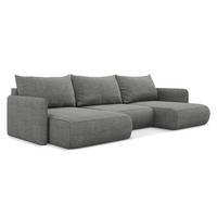 WOHNLANDSCHAFT Chenille Stoff Grau - Schieferfarben/Schwarz, Kunststoff/Textil (290/86/148cm) - Makamii