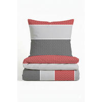 BETTWÄSCHE-GARNITUR Flanell Längsbalken chili, 135x200 cm + 80x80 cm - Rot, Textil (135/200cm) - Castell
