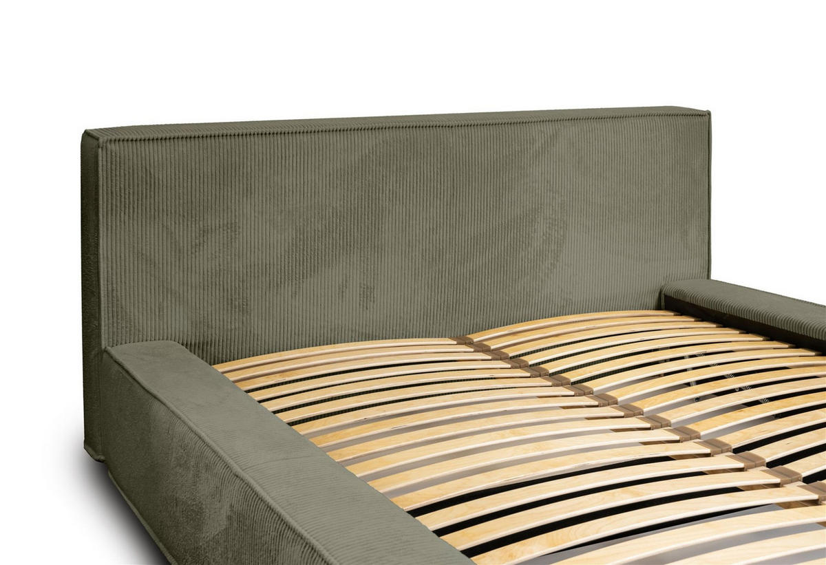 POLSTERBETT Modesto In Lincoln - Grün, Holzwerkstoff/Textil (140/200cm) - Fun Möbel