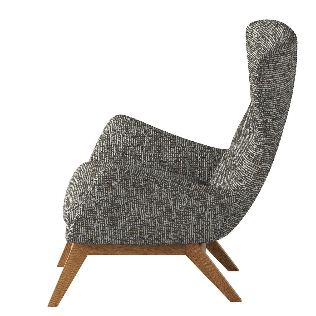 SESSEL mit Holzfüßen - Eichefarben/Grau, Eichenholz/Textil (84/99/96cm) - home24