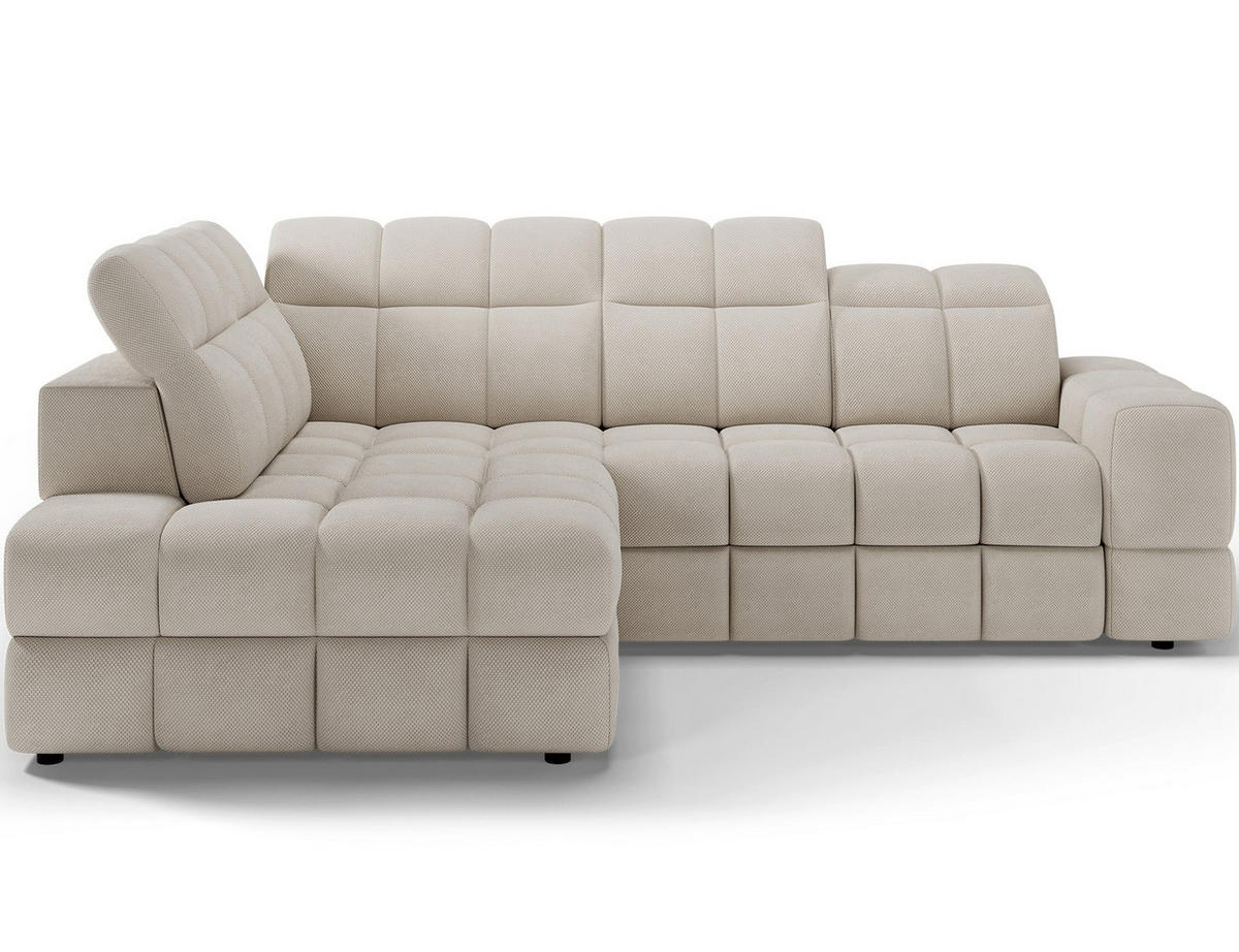 ECKSOFA Bronon mit Schlaffunktion und Bettkasten – Modernes Design, verstellbare Kopfstützen und verschiebbare Rückenlehnen - Beige, Kunststoff (296/109cm) - Wohnideebilder
