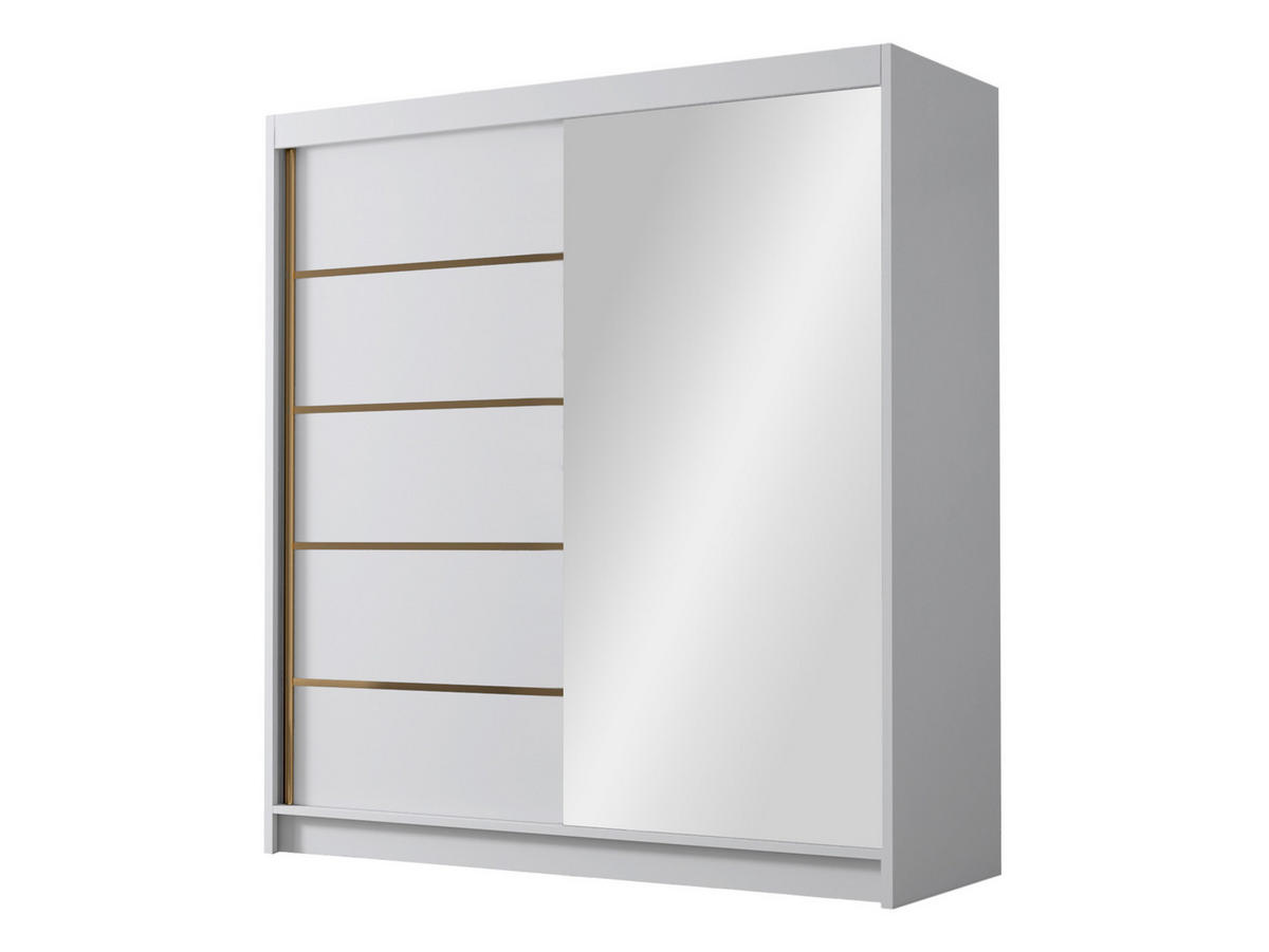SCHIEBETÜRENSCHRANK Bali III - Goldfarben/Weiß, Holzwerkstoff/Metall (180/215/58cm) - MIRJAN24