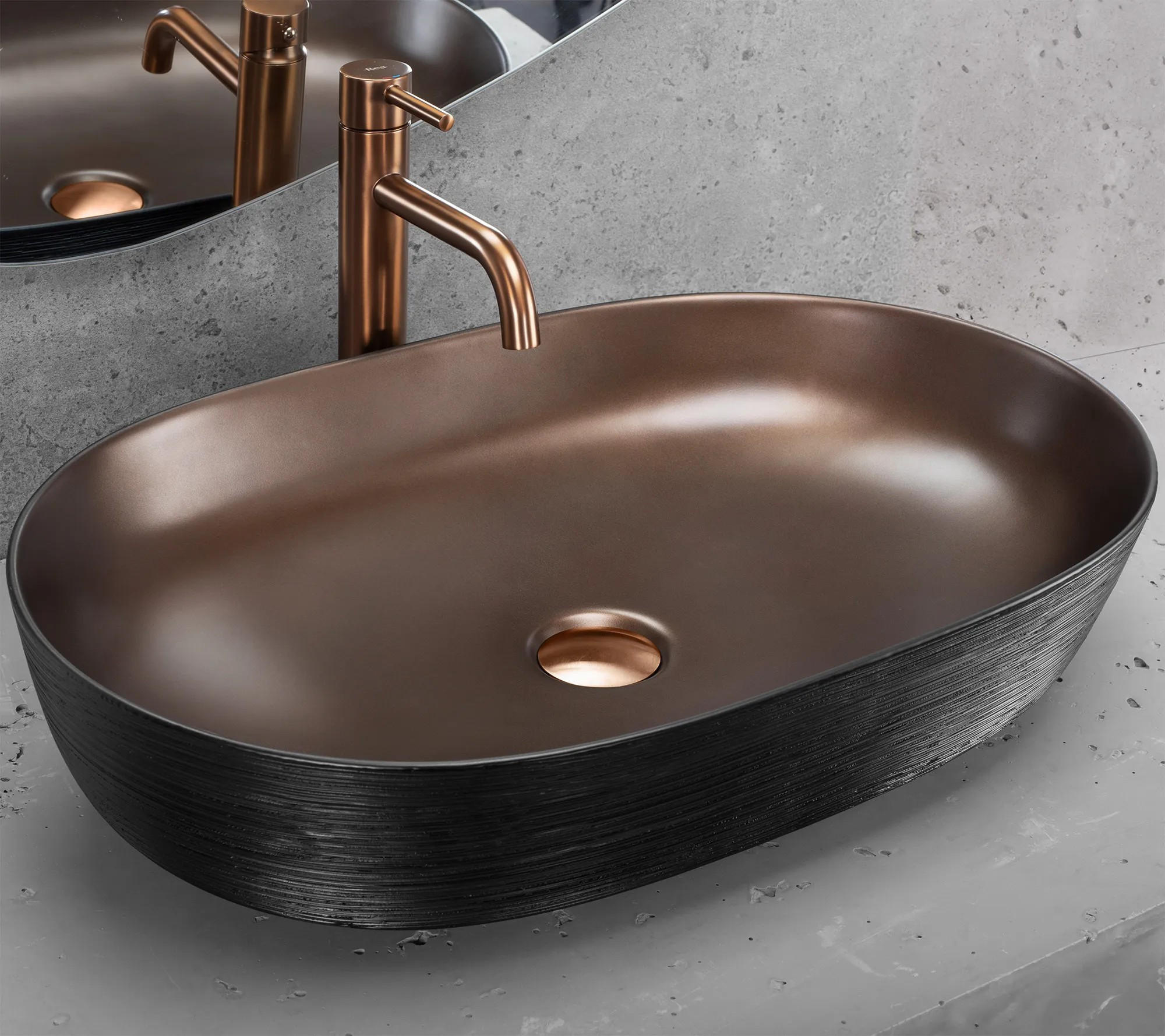 AUFSATZWASCHBECKEN Cleo 61 Copper Bush / Black – Rea - Kupferfarben, Keramik (41/14/60.5cm) - REA