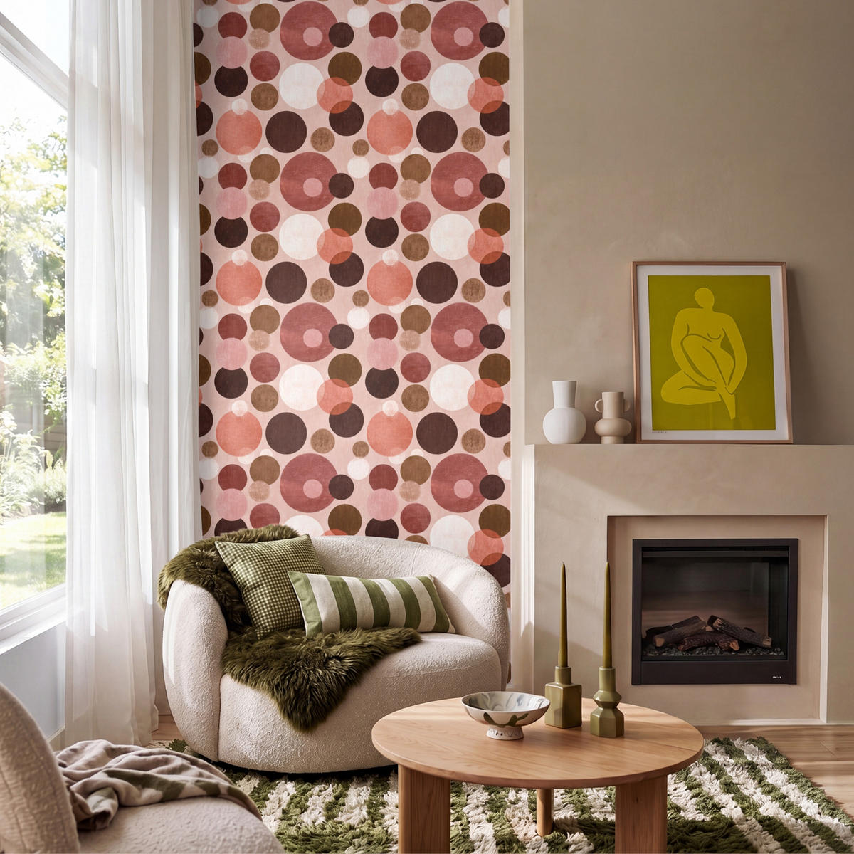 TAPETE - Kreise - Modern - Farbenfroh - 100x220 cm - Multicolor, Papier (100/220cm) - OnlyWow
