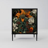 SIDEBOARD MIDNIGHT SPROUT, Schwarz, 57,5x42x72,5 cm, Schwarze Metallfüße - Multicolor/Schwarz, Holzwerkstoff/Metall (57.5/72.5/42cm) - SpaceRebels