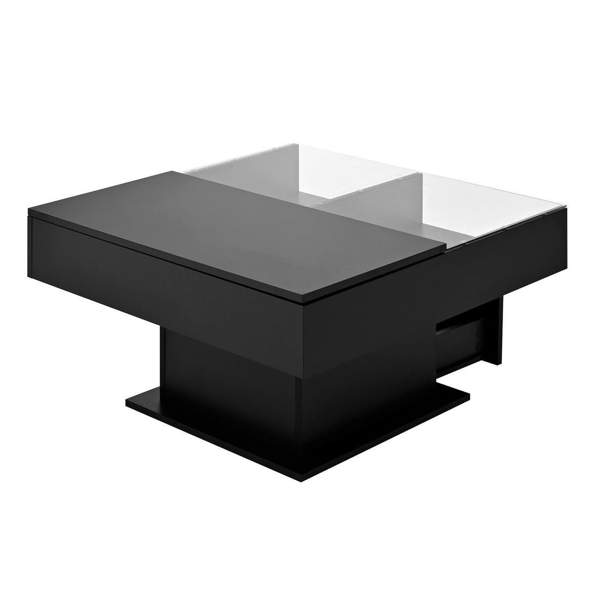 COUCHTISCH DE-171 Multifunktional Schwarz - Schwarz, Holzwerkstoff (78/78/60cm) - ComfortXL