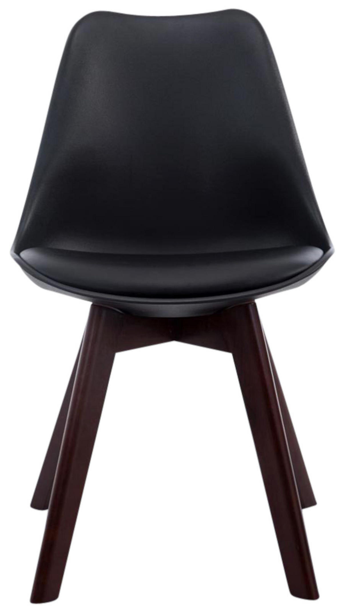 STUHL 4er Set Lederlook schwarz - Walnussfarben/Schwarz, Holz/Textil (48/84/55cm) - CLP