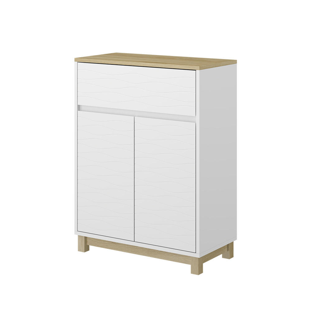 MIDISCHRANK Livia Weiß 60 x 80 cm mit Schublade - Weiß/Naturfarben, Holzwerkstoff (60/80/30cm) - Vicco