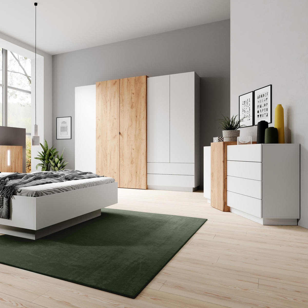 DREHTÜRENSCHRANK TRES 230/201,8/51,6 cm 5-türig Weiß - Orange/Weiß, Holzwerkstoff (230/201.8/51.6cm) - MASSENO