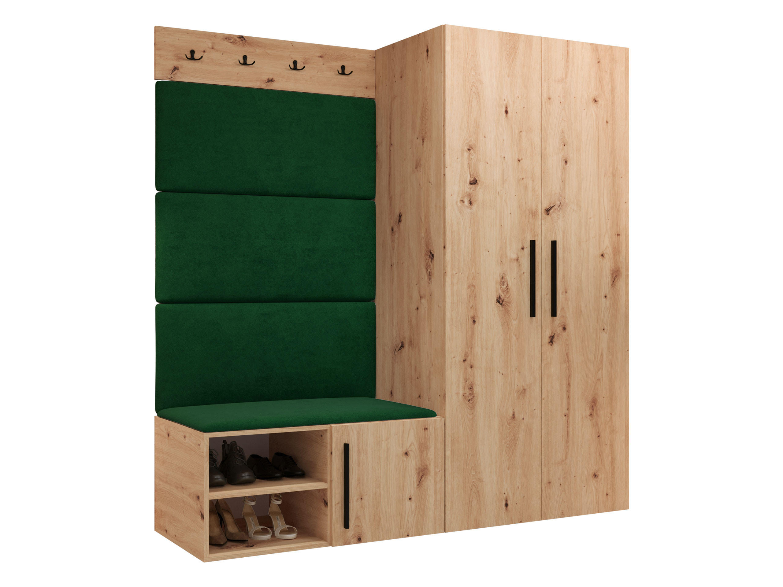 GARDEROBEN-SET Medi I - Schwarz/Eiche Artisan, Holzwerkstoff/Kunststoff (80/191/50cm) - MIRJAN24