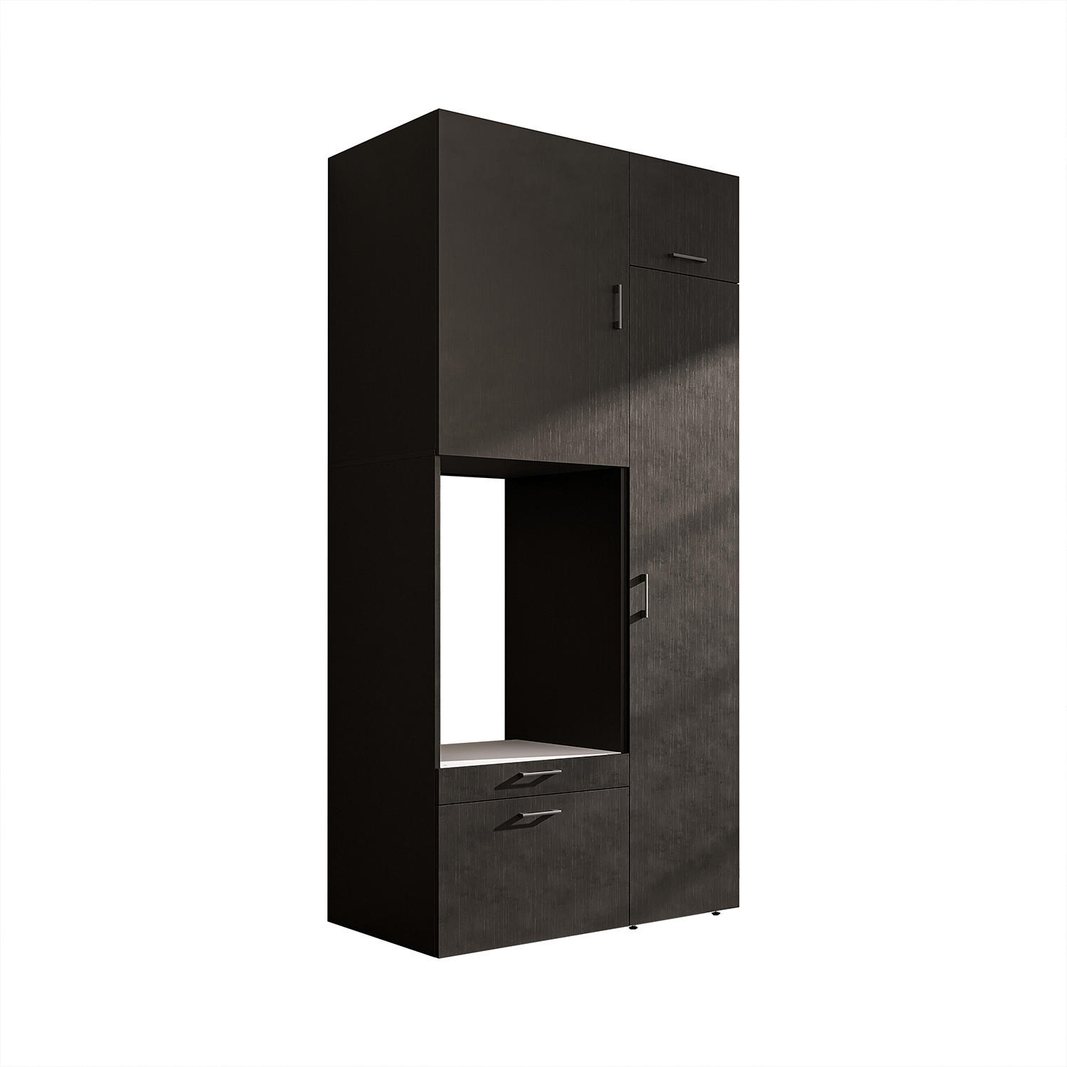 WASCHMASCHINENSCHRANK Serie 2 112cm Breit, 240cm Hoch - Schwarz, Holzwerkstoff (112/240/67cm)
