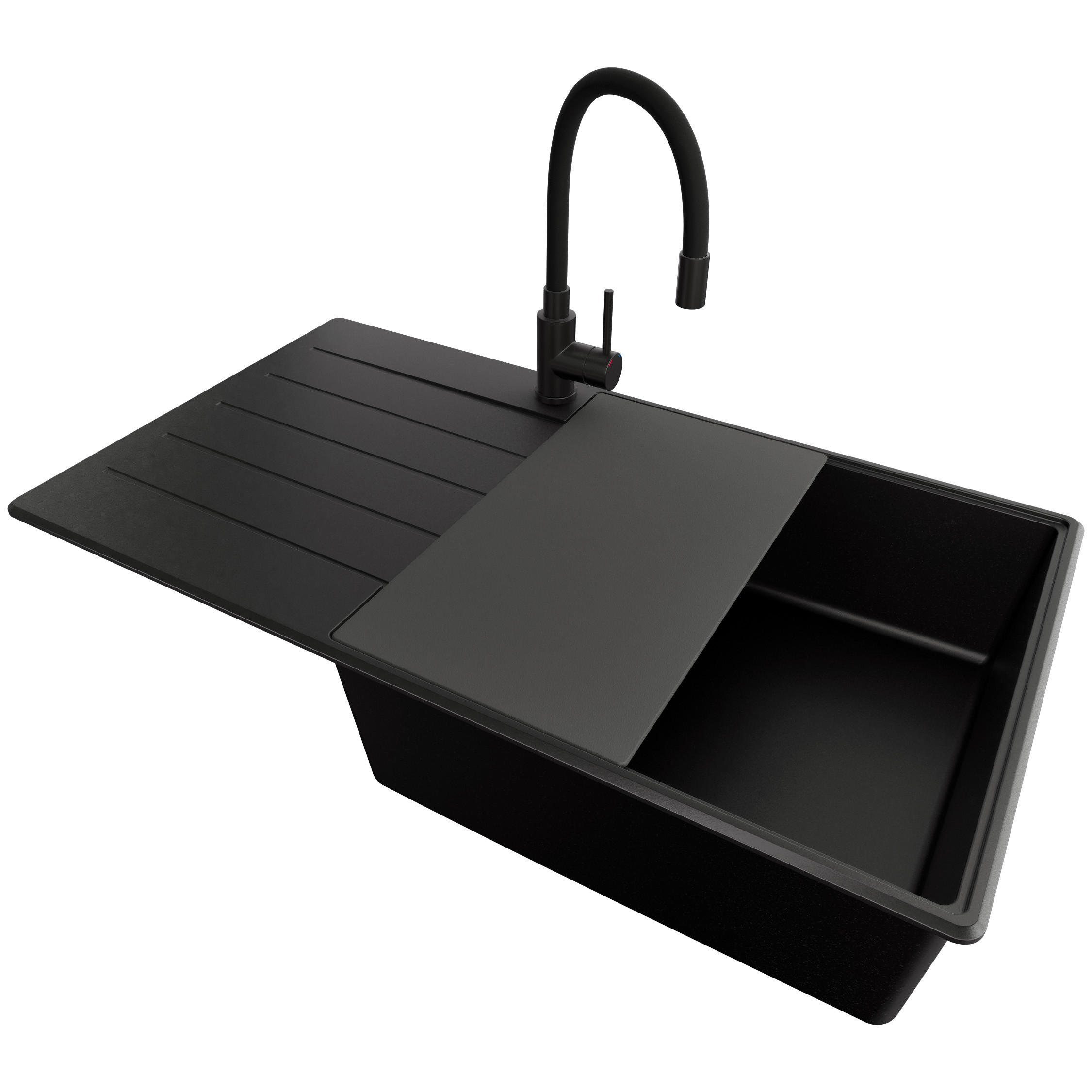 Primagran Granitspüle Schwarz, Schwarz, Schwarz, Schwarz 90x20x50 cm