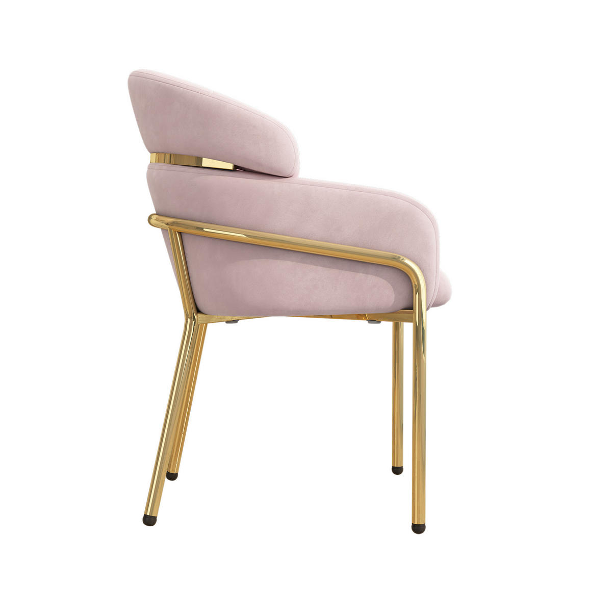 STUHL 56.9x54.5x79 cm in Pink, Samt mit Metallbeinen, Einzelstück - Pink, Textil (54.5/79/56.9cm) - Modfu