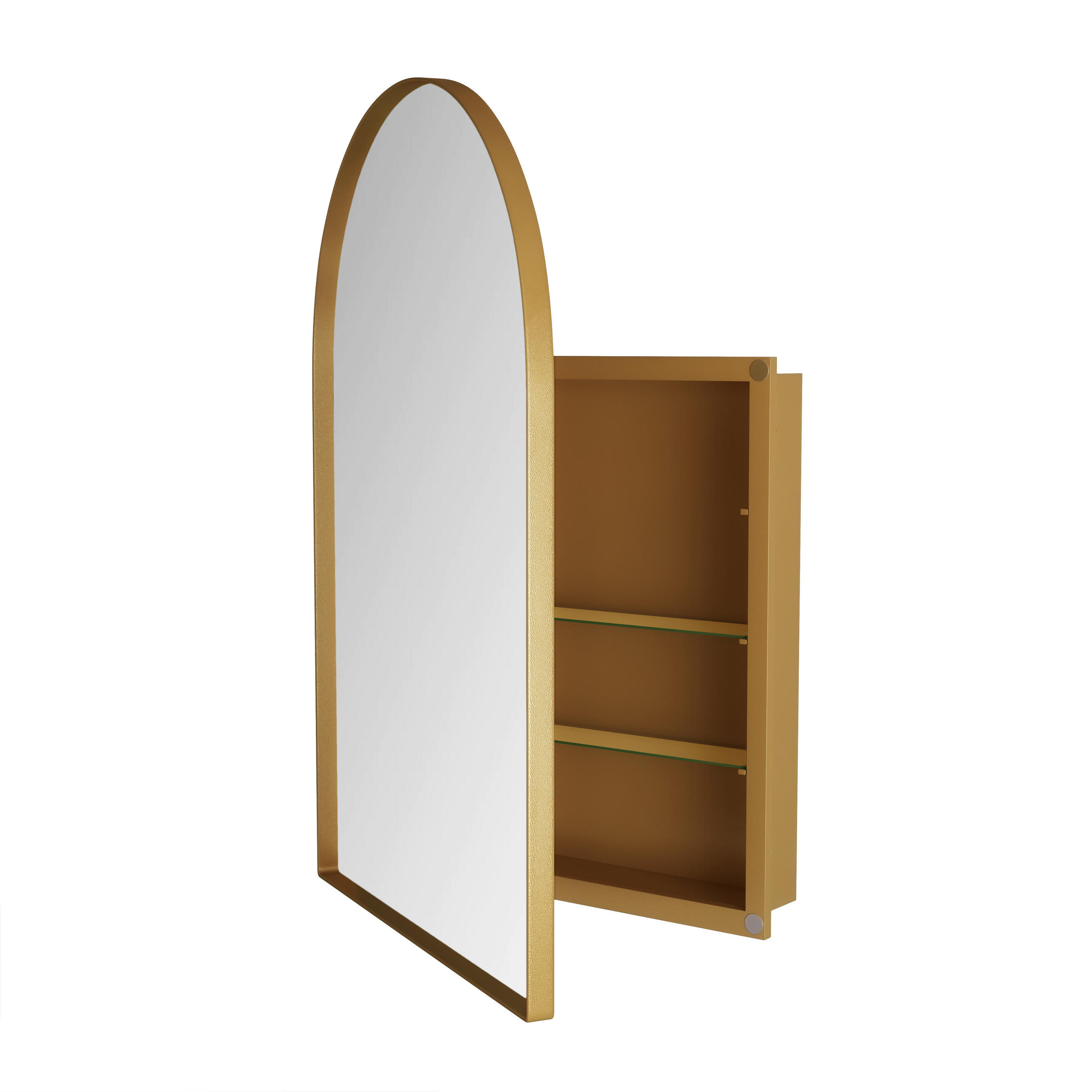 SPIEGELSCHRANK Bad 91/61/12 cm Gold mit verstellbare Glasablagen - Goldfarben, Glas/Holz (61/91/12cm) - PARAFTA HOME