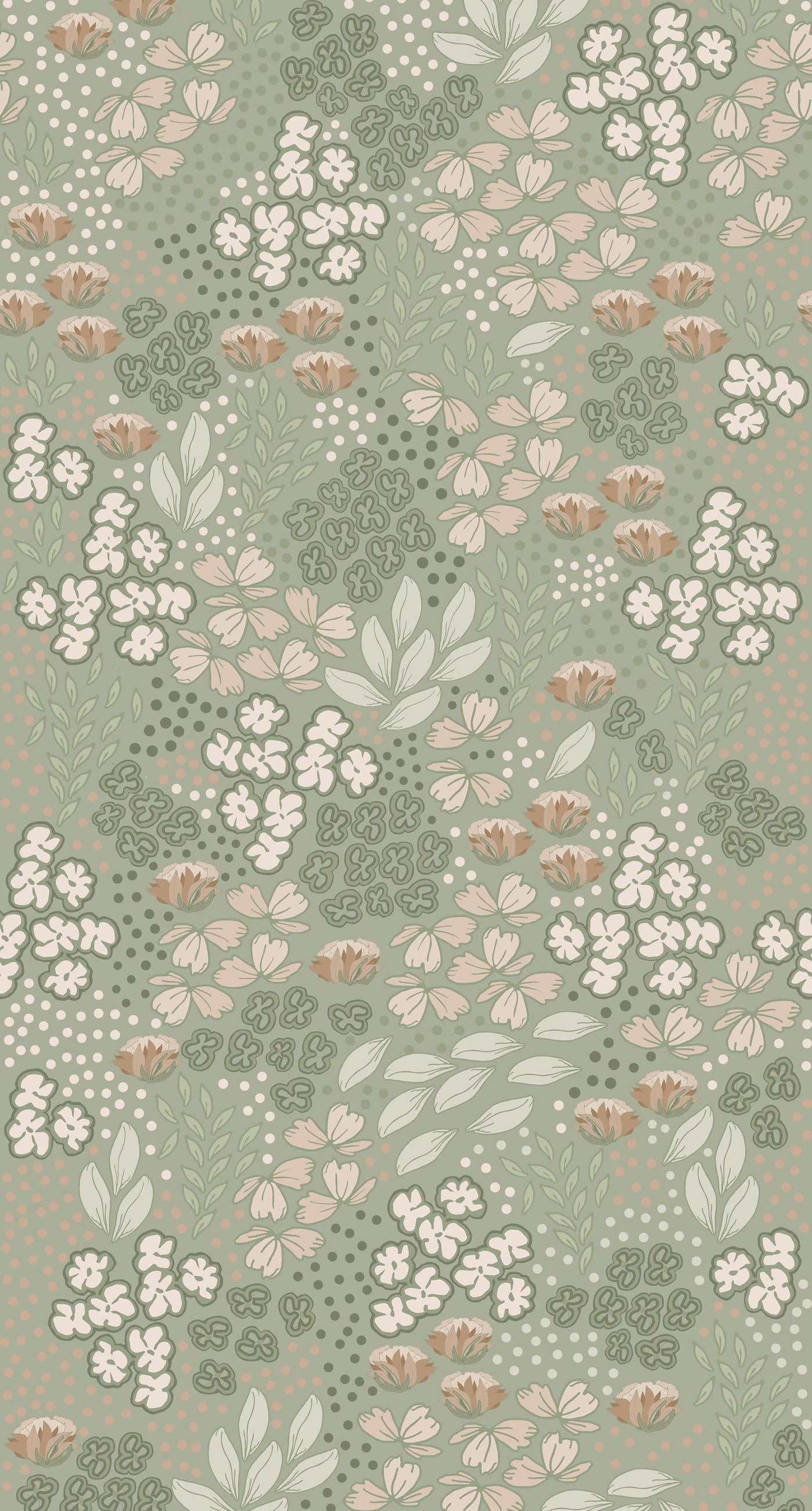 FOTOTAPETE Blumenmuster 150 x 279 cm - Grün, Papier (150/279cm) - ESTAhome