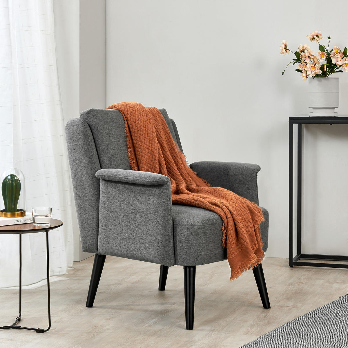 POLSTERSESSEL Edling Textil Grau - Grau, Textil (73/83/75cm) - [en.casa]