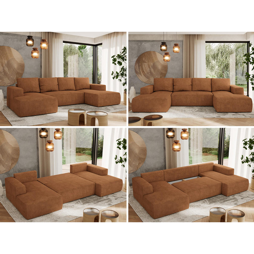 Thumbnail - MKS Wohnlandschaft, Orange, Textil, 5-Sitzer, U-Form, 334x91x163 cm, Wohnzimmer, Sofas & Couches, Wohnlandschaften, Wohn...