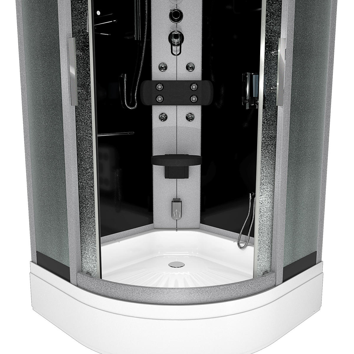 DAMPFDUSCHE Dusche D46-63M2-EC sw 100x100 - Schwarz, Glas/Kunststoff (100/100/225cm) - AcquaVapore by Sandra Jentho