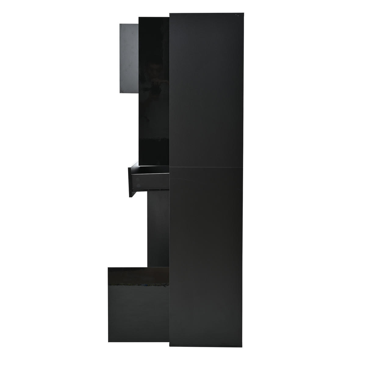 VITRINE LED Hochglanz Glas 1 Schublade 4 Türen Schwarz - Schwarz, Holzwerkstoff (55/170/38cm) - FLIEKS