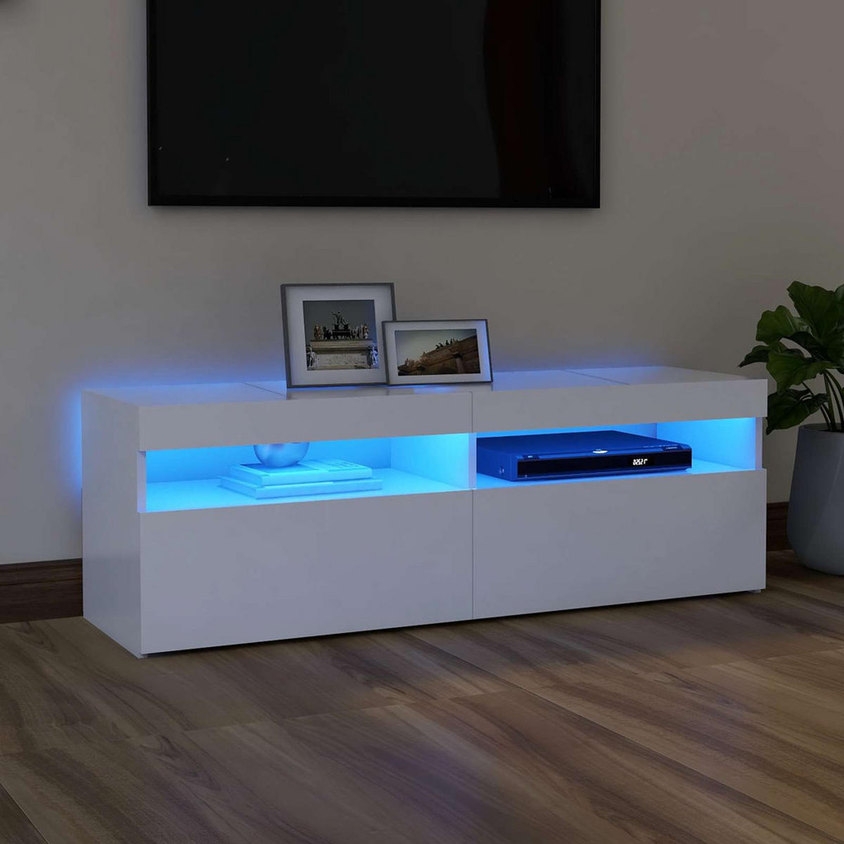 TV-SCHRANK Mit Led-Leuchten Weiss 120/35/40 Cm - Weiß, Holzwerkstoff (34/40/70cm) - vidaXL