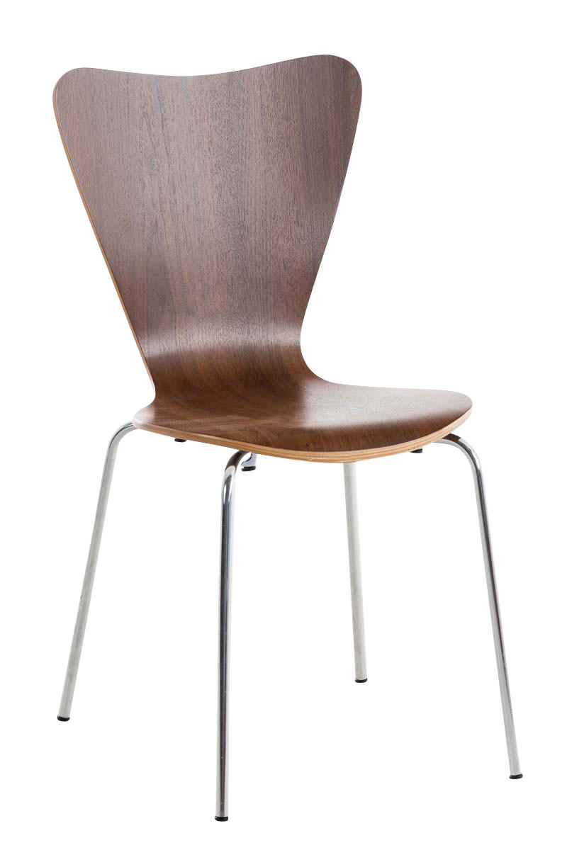 BESUCHERSTUHL Calisso mit Holzsitz und Metallgestell, Farbe: Walnuss - Chromfarben/Walnussfarben, Holz/Metall (42/85/47cm) - TPFLiving
