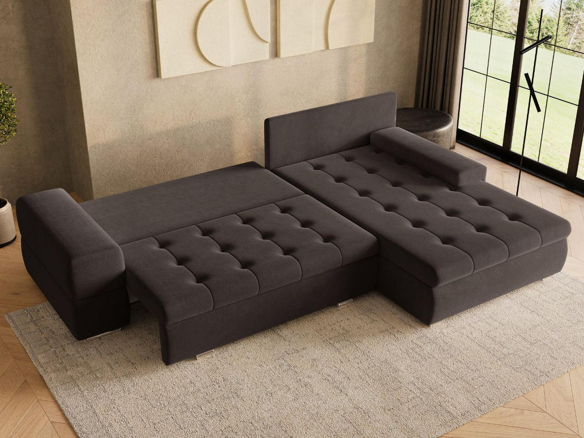 ECKSOFA Sonia Braun - Silberfarben/Braun, Holz/Textil (310/210cm) - Graingold