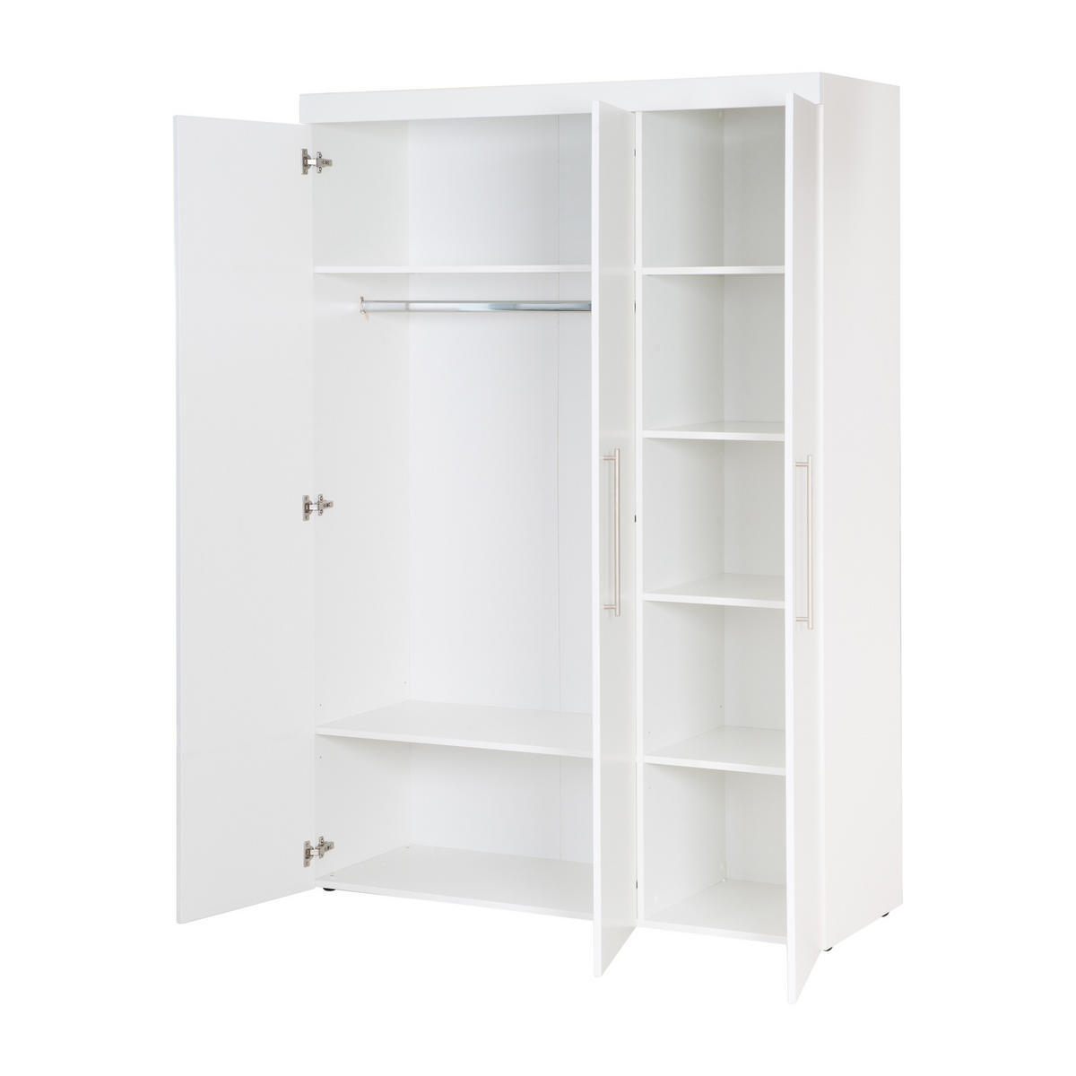 KLEIDERSCHRANK Kimi - Silberfarben/Weiß, Holzwerkstoff/Metall (138/195/52.5cm) - Roba