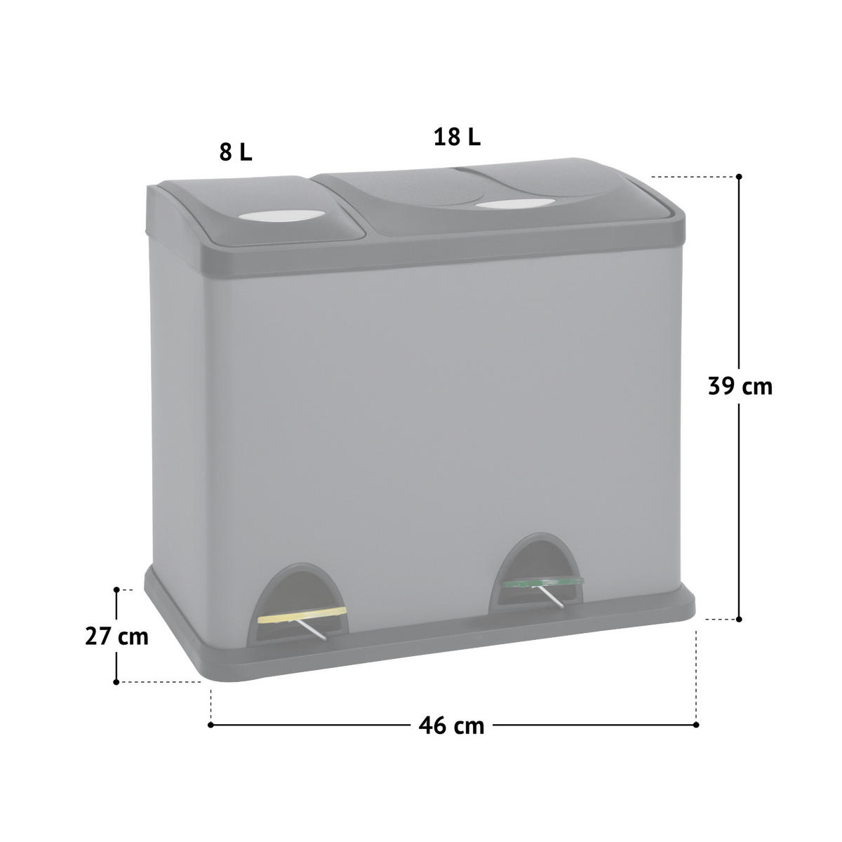 MÜLLEIMER TC2Combo26 - Grau, Metall (46/39/27cm) - SVITA