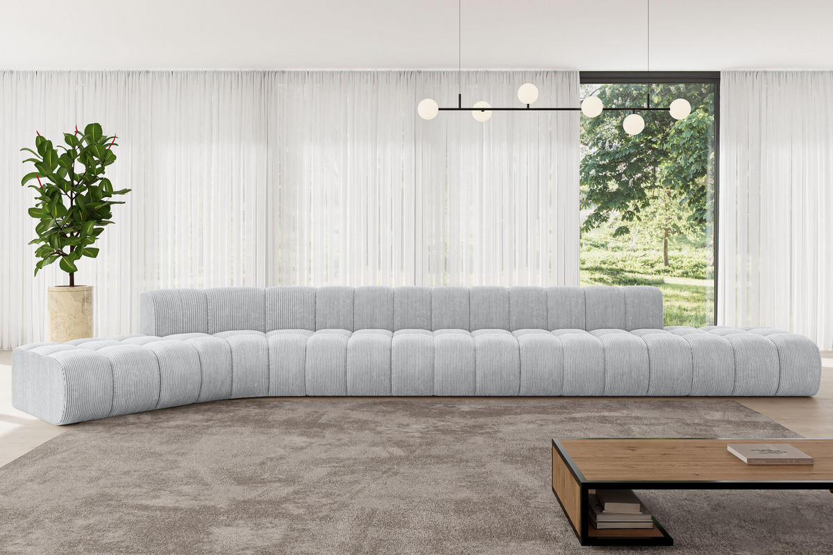 ECKSOFA modulares Sofa Solven-L3 - 562x174x70 cm Grau - Grau, Holzwerkstoff/Textil (562/174cm) - ALTDECOR