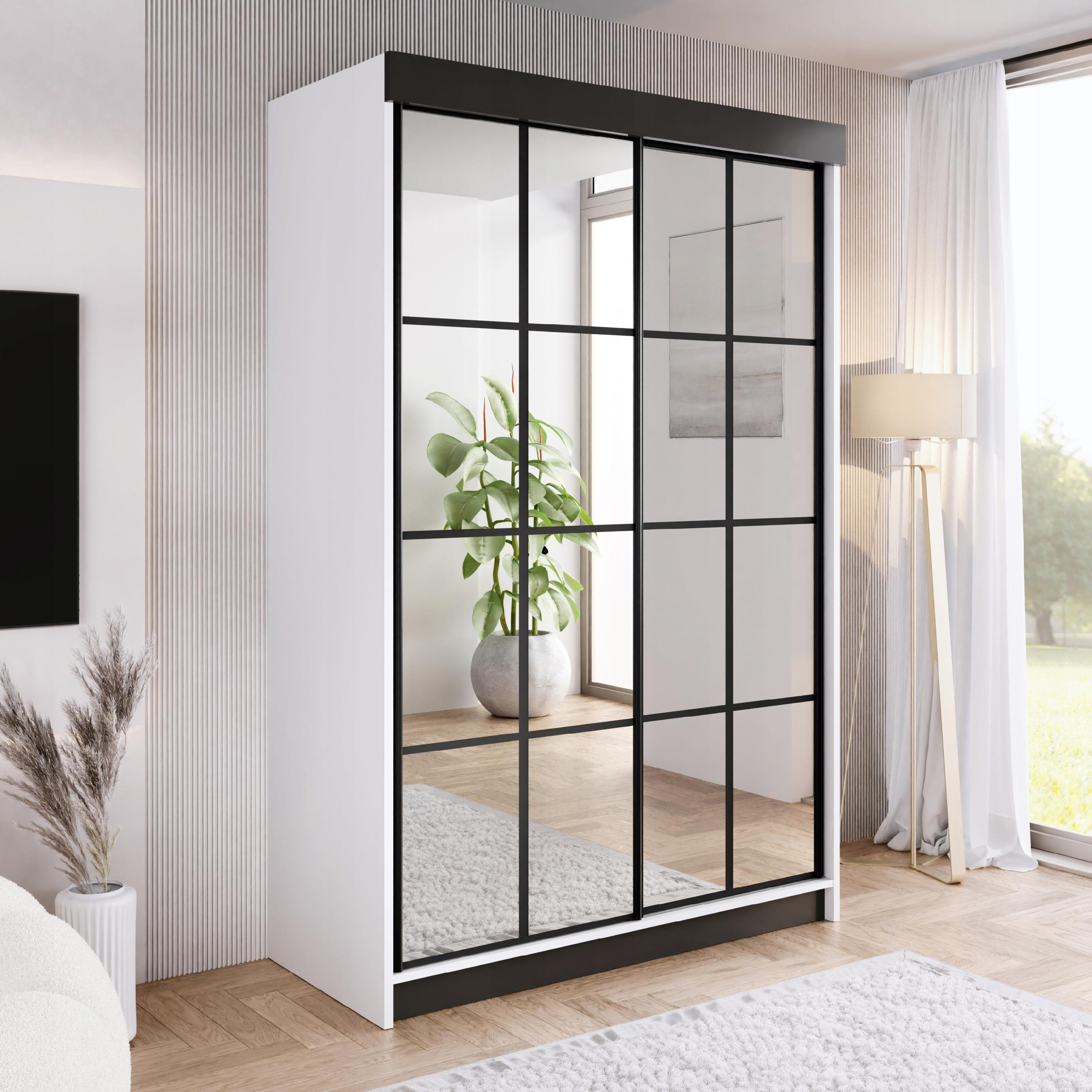 SCHIEBETÜRENSCHRANK ARI 2 mit Spiegel 150 - Weiß - Weiß, Holzwerkstoff (150/200/62cm) - Kier Furniture
