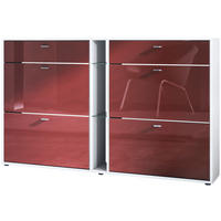 SCHUHSCHRANK Today Fronten in Bordeaux Hochglanz - Bordeaux, Holzwerkstoff (155.5/95/28cm) - Vladon