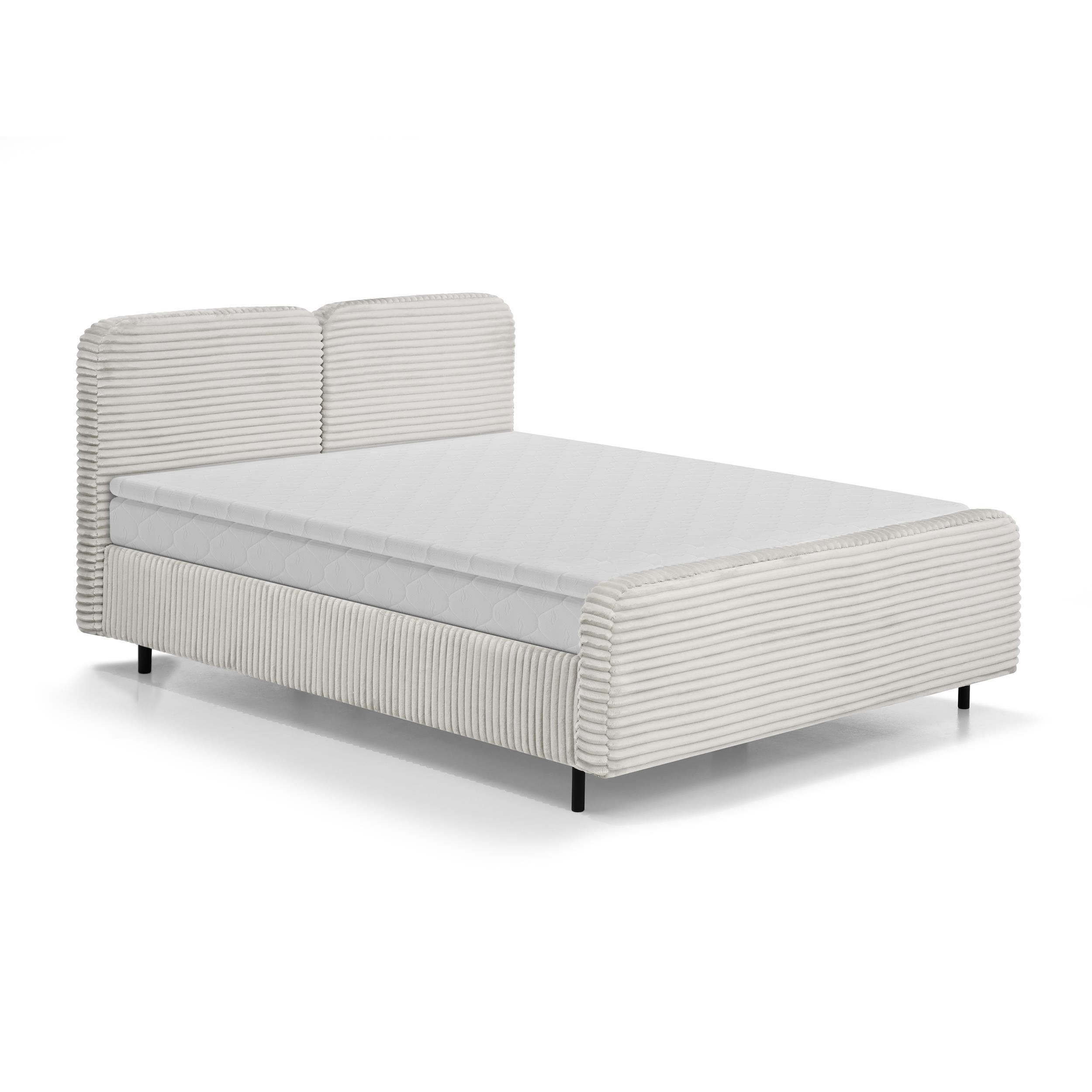 POLSTERBETT Lea mit Matratze und Topper, 160x200, Beige - Beige/Schwarz, Textil (160/200cm) - Beautysofa