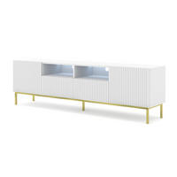 TV LOWBOARD Weiß, Weiß, Gold 200/58/42 - Weiß, Holzwerkstoff (200/58/42cm) - RAUMHIRSCH FURNITURE