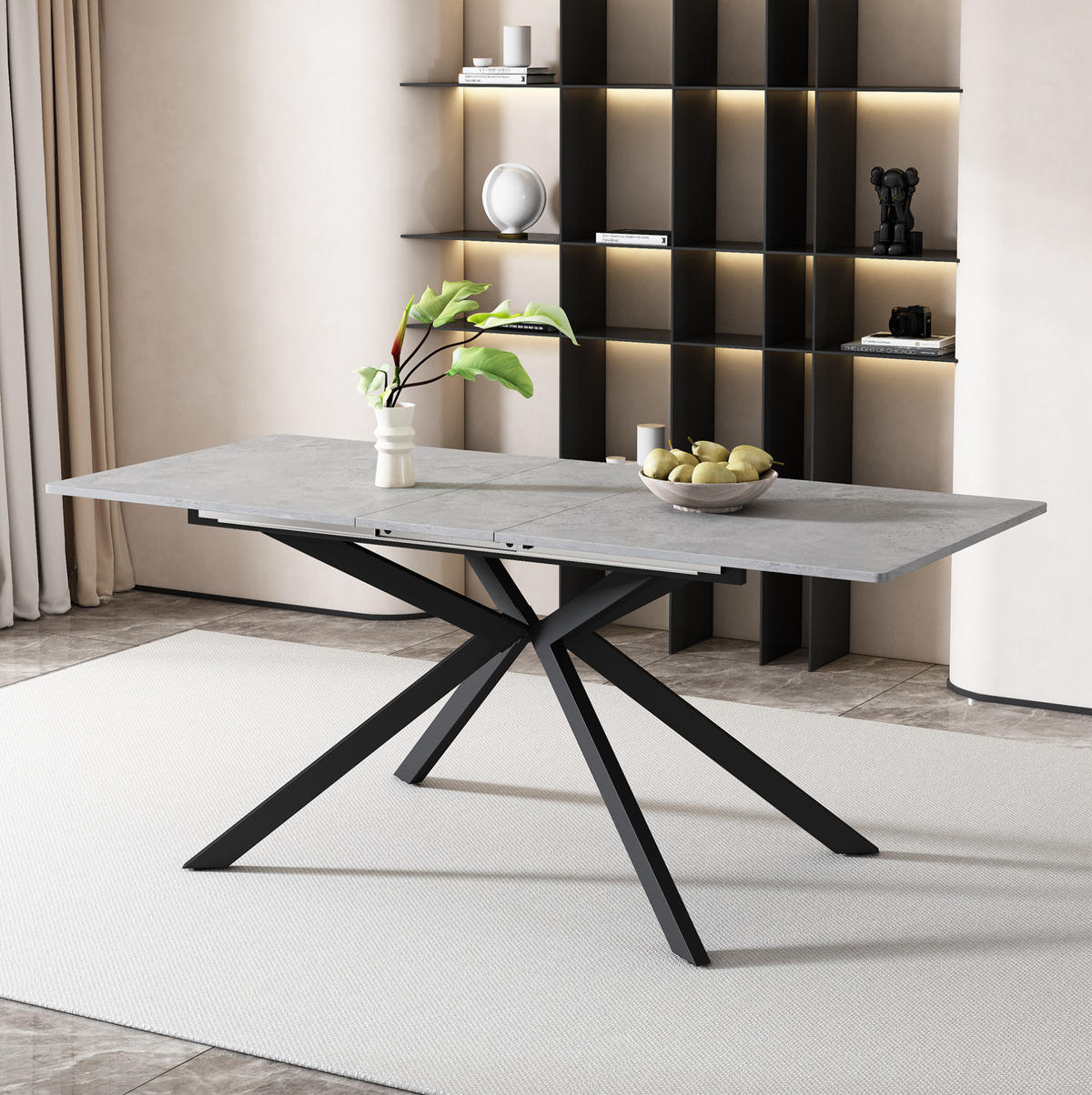 ESSTISCH 150/180/70/76 cm in Schwarz-Grau aus MDF, ausziehbar - Grau, Holzwerkstoff (180/70/75.5cm) - Flora Grace