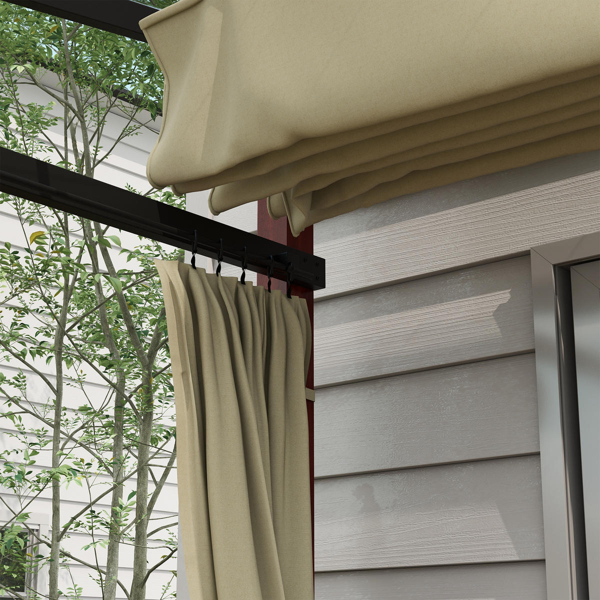 PERGOLA Pavillon mit Seitenwände, Beige - Beige, Kunststoff (300/255/345cm) - Outsunny