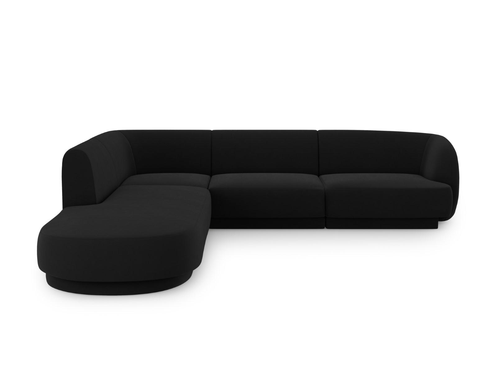 ECKSOFA links Miley aus Samt schwarz 6 Sitzplätze - Schwarz, Textil (248/255cm) - Micadoni