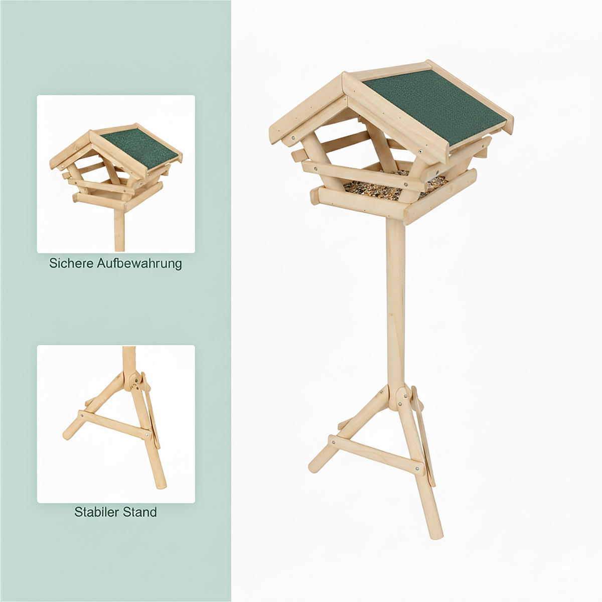 VOGELFUTTERHAUS - Hellbraun, Holz (37/103/28cm) - Relaxdays