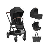 KOMBIKINDERWAGEN Mia 3 in 1 schwarz Babywanne Babyschale Wickeltasche Matratze - Schwarz, Metall (72/53/99cm) - Kikka boo