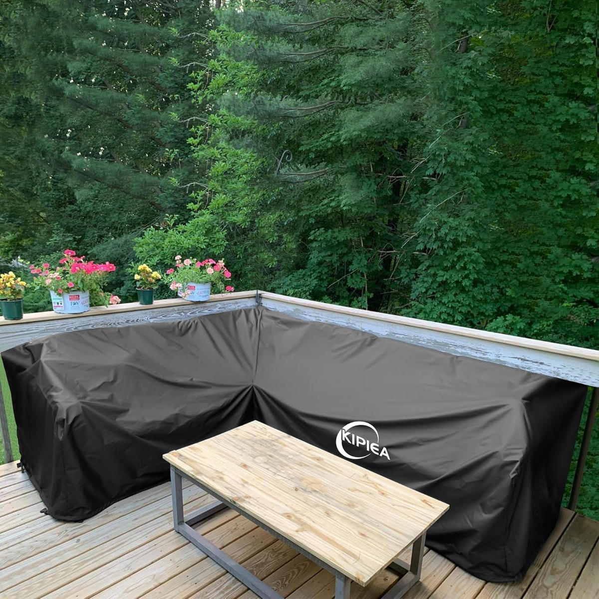ABDECKUNG Loungemöbel L-Form Wasserdicht 147x198x85x78cm - Schwarz, Kunststoff (147/85/198cm)