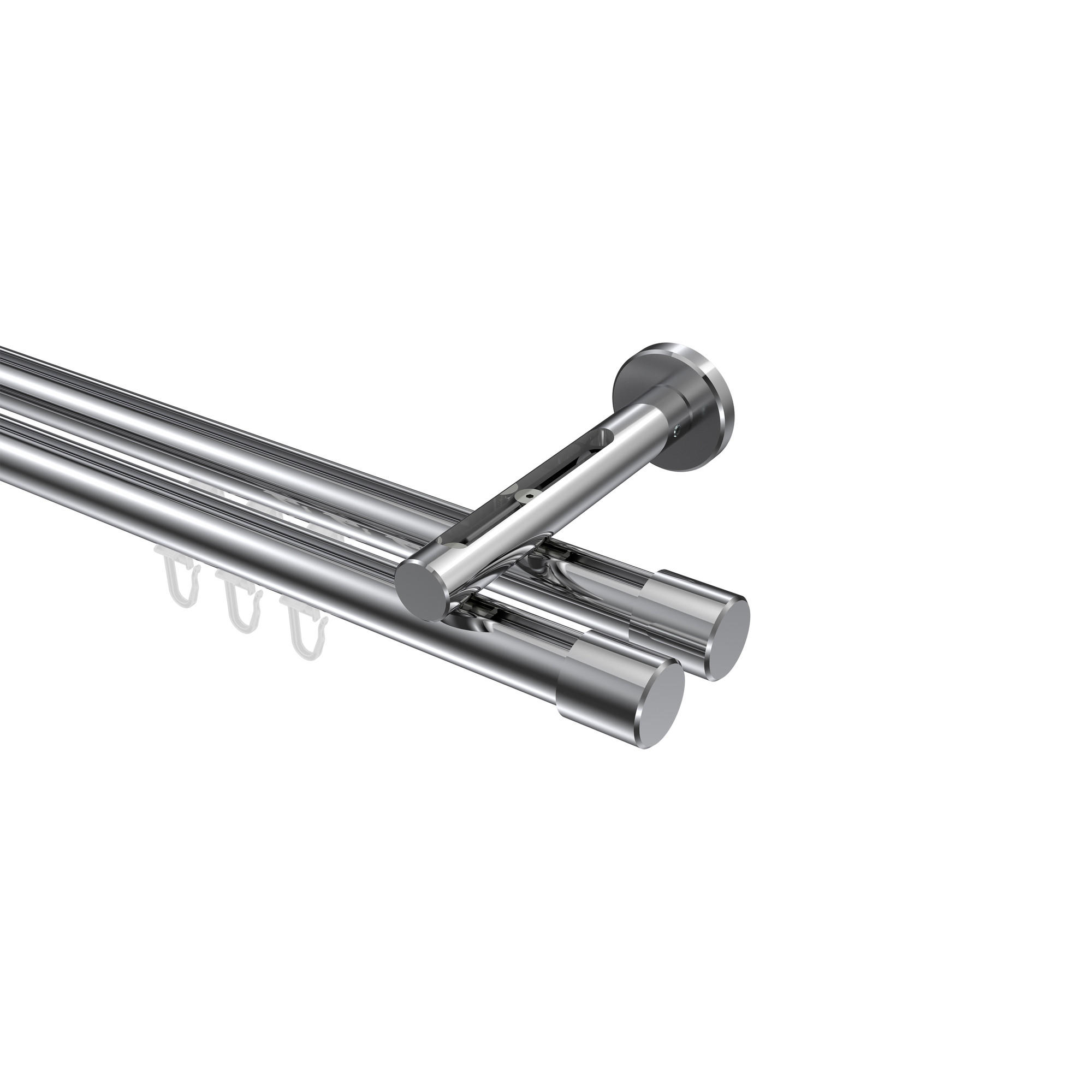 INNENLAUF-GARDINENSTANGEN-SET Siteno Santo 480 cm (geteilt in 3 x 160 cm), 2-läufig, 20 mm Ø Chrom - Chromfarben, Metall (480cm) - INTERDECO