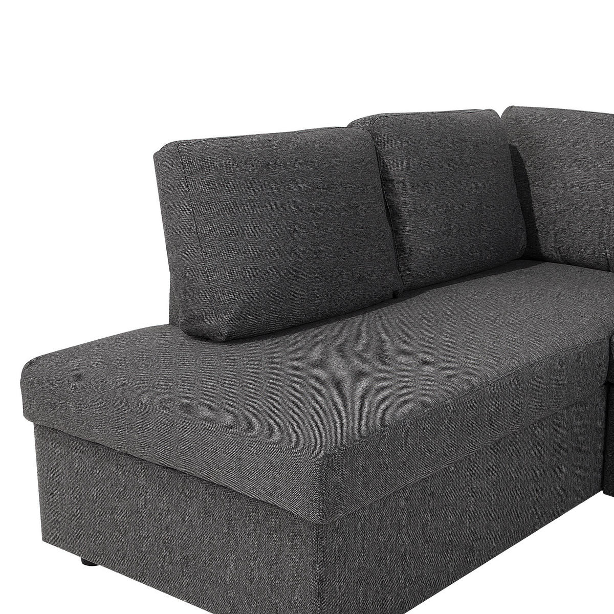 SCHLAFSOFA U-förmig Polsterbezug Dunkelgrau Karrabo - Dunkelgrau, Textil (285/90/185cm) - Beliani