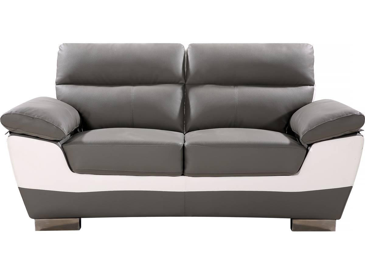 2-SITZER-SOFA Dallas Grau/Weiß - Chromfarben/Weiß, Leder/Kunststoff (169/90/88cm) - Habitat Garten